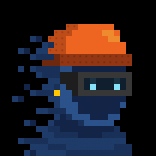 Collection example (blue-orange-beanie) — sourced community repost of zkSNARKs character art; not a treasury holding.